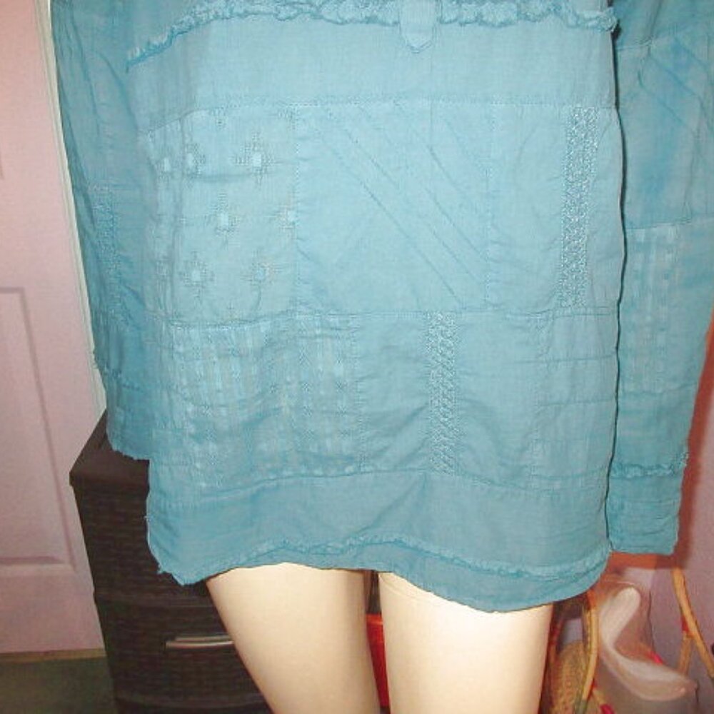 Dylan Patchwork Blouse Top Size L Embroidered Sto… - image 4